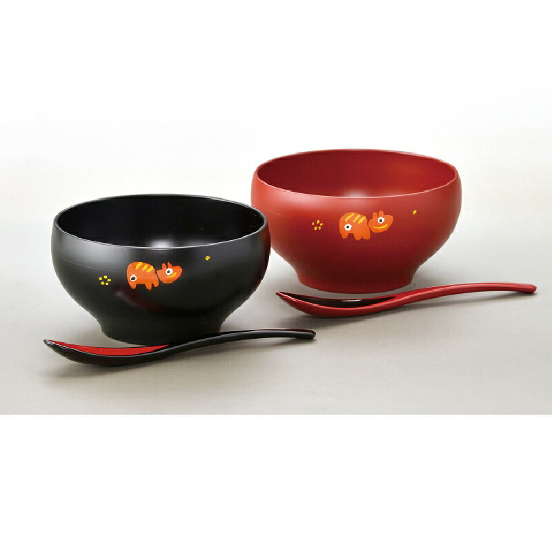 Rakuten - 会津漆器・会津塗 モダンボウル スプーン付 赤べこ 手描 (家庭用レンジ・食洗器OK）