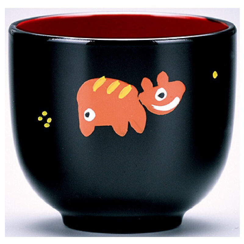会津漆器・会津塗 溜内朱 都 ぐい呑み (手描) 赤べこ
