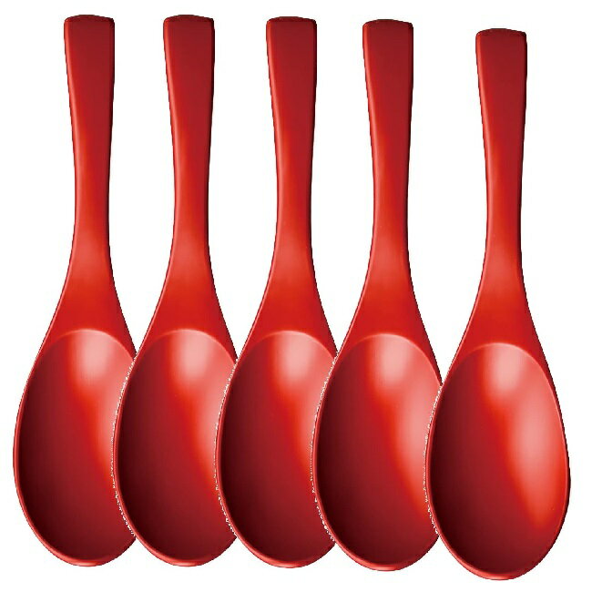 会津漆器・会津塗 れんげスプーン（漆）朱 (5本組)