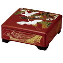 会津漆器・会津塗 朱 6.5 一段重 友禅ツル