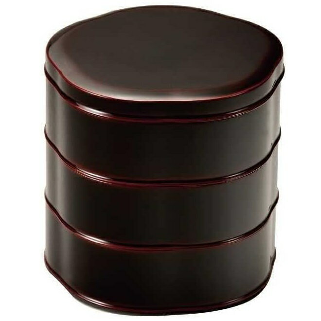 会津漆器・会津塗 溜内朱 5.0 梅型 三段重（漆・手塗）