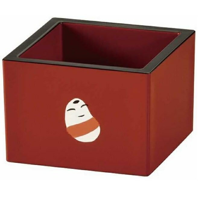 会津漆器・会津塗 朱 枡型ぐい呑み 小法師