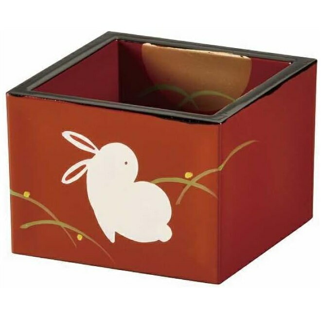 会津漆器・会津塗 朱 ミニぐい呑み 月うさぎ