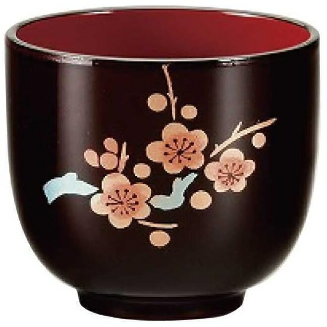 会津漆器・会津塗 溜内朱 都 ぐい呑み (2月/梅)