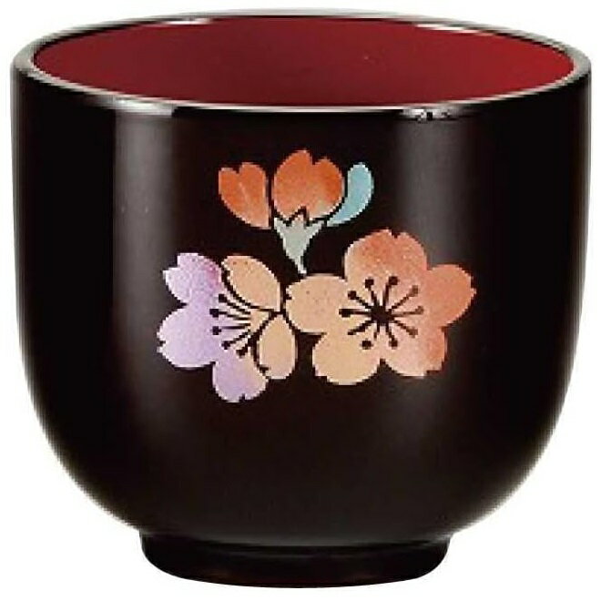 会津漆器・会津塗 溜内朱 都 ぐい呑み (3月/桜)