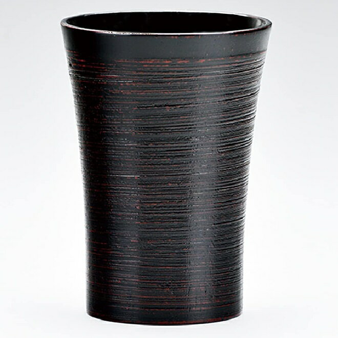 会津漆器・会津塗 曙 刷毛目 羽反カップ（漆）M
