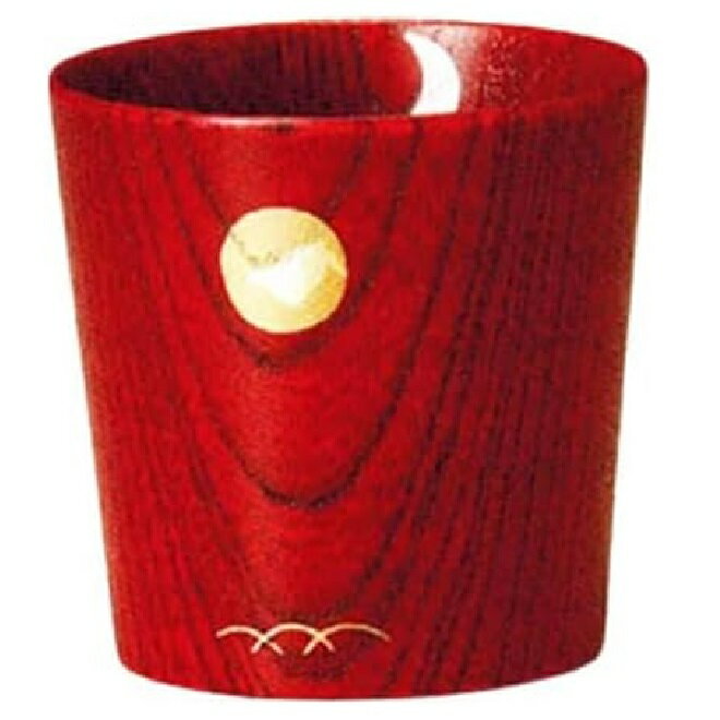 会津漆器・会津塗 赤スリ 欅カップ 月（漆・手描）