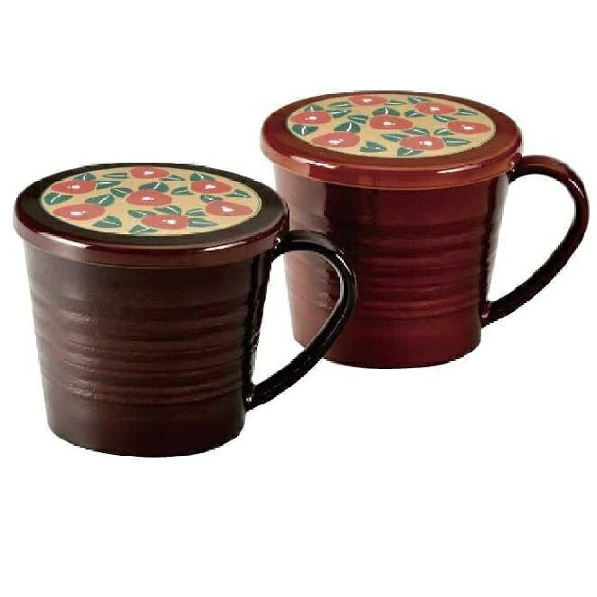 Rakuten - 会津漆器・会津塗 フタ付マグカップ （手描）彩美 花（春慶・溜）