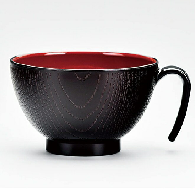 会津漆器・会津塗 手付汁椀 彩美 溜内朱