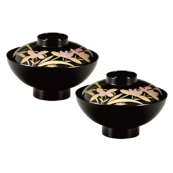 会津漆器・会津塗 溜 古代吸物椀 ラン （2客組）