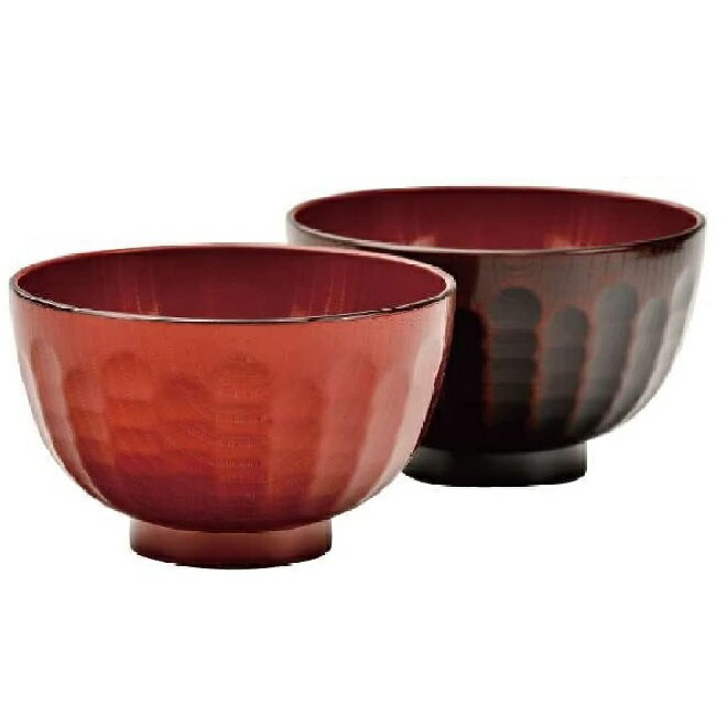 乐天商城 - 会津漆器・会津塗 溜・春慶 4.3 しのぎ大椀 ペア