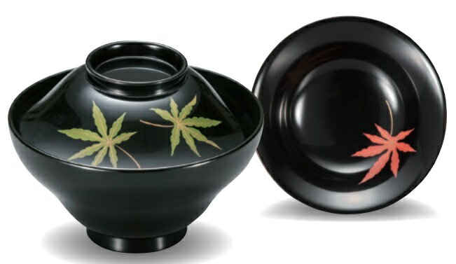 越前漆器 かすみ吸物椀　春秋紅葉/渕金見返網目　300ml