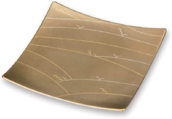 越前漆器 7.5寸耐熱弥生皿 金錆び波　裏黒　サイズ：22.5×22.5×2.8cm