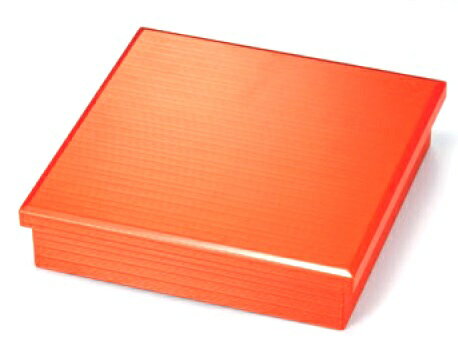 越前漆器　朱内黒ヘギ目　8.5寸　松花堂　26.5×26.5×6.2cm