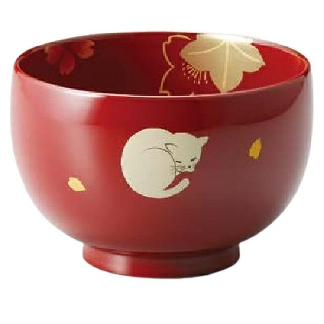 越前漆器・越前塗 雅乃 汁椀 ネコ内桜 (古代朱)