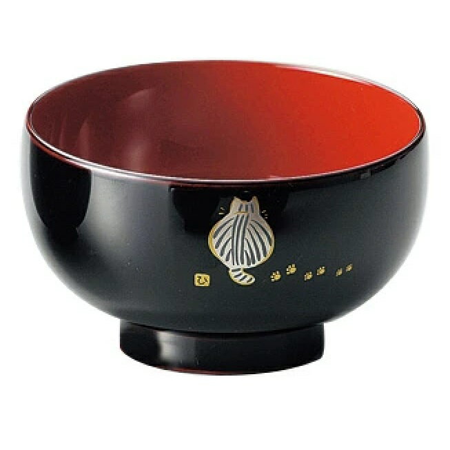 越前漆器・越前塗 雅乃 猫の後ろ姿 汁椀 溜