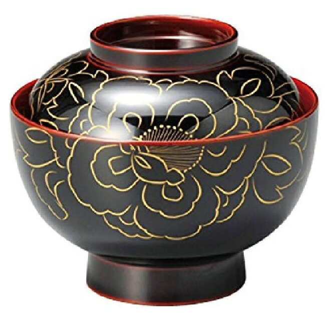 越前漆器・越前塗 雅乃 雑煮椀 金牡丹 (伝統工芸士・山本勝作) 溜内朱