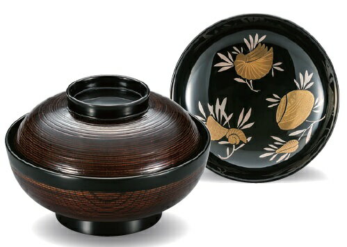 越前漆器　欅　千筋海松貝　吸物椀　φ13.0×8.8cm