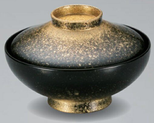 越前漆器 吸物椀 黒　金散らし4寸平富士椀（食洗器OK）