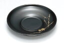 越前漆器 黒 松葉/牡丹彫 ダルマ茶托 木製/漆塗