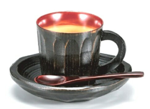 楽天七to八-Seven to eight-越前漆器　蛇目コーヒーカップ　ソーサー・スプーン付　約148ml　9.9×7.6×6.5cm