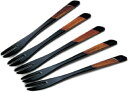 越前漆器 黒 塗分 木製フォーク 5本セット 13×1.4×0.7cm