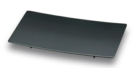 越前漆器 総黒真塗　9.0幅広足付皿　盛器　27.2×15.2×2.5cm