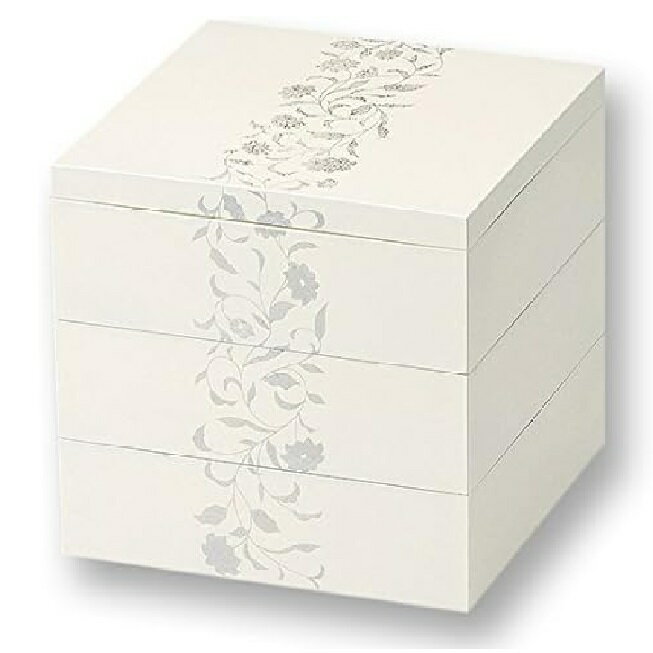 越前漆器・越前塗 雅乃 アールデコ 5.5寸三段重箱 ホワイト