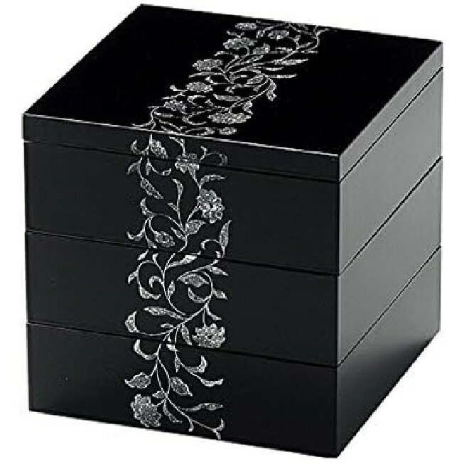 越前漆器・越前塗 雅乃 アールデコ 5.5寸三段重箱 溜