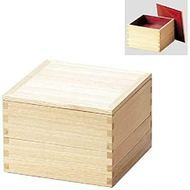 越前漆器・越前塗 雅乃 白木塗タモ50二段重 内朱