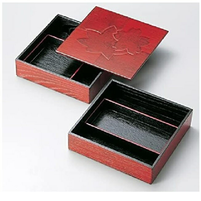 越前漆器・越前塗 雅乃 色紙春秋布張 70二段オードブル (根来)