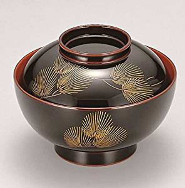 越前漆器　溜内朱　若松45煮物椀　φ13.7×10.2cm 約570ml＜越前漆器　正月　迎春　お祝い　お返し　引き出物　敬老の日＞