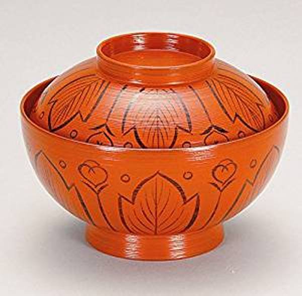 越前漆器　総朱刷毛目　吉野絵　煮物椀　φ13.7×10.2cm　約570ml＜越前漆器　正月　迎春　お祝い　お返し　引き出物　敬老の日＞