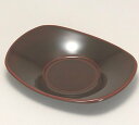越前漆器 溜/朱 小判茶托 木製/漆塗 12.6×9.3×2.2cm