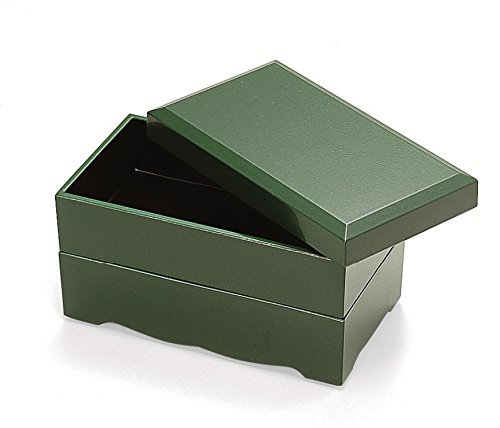 越前漆器　歳時記　【G4269-04】　緑石目内黒　雅弁当　二段組　化粧箱　18×10.1×11.4cm