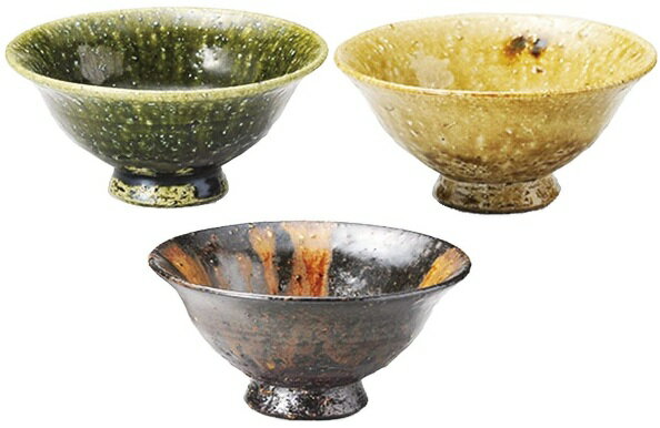 瀬戸焼/JAPAN 陶房淳　織部/黄瀬戸/古瀬戸 飯碗　径12.4×5.9cm