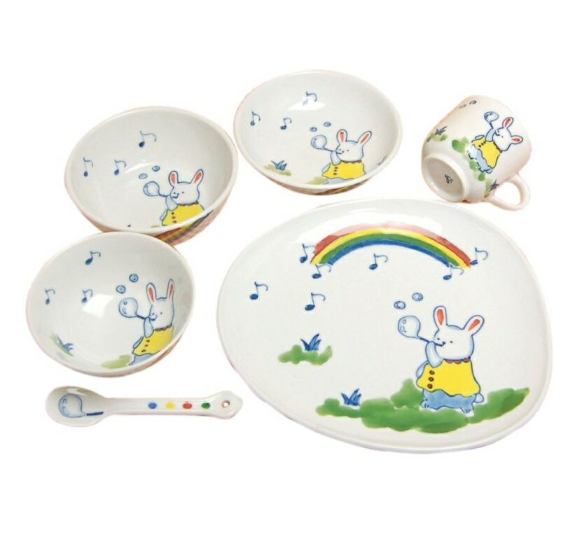 有田・波佐見焼 子供食器 しゃぼん玉 一括6点セット（ギフトボックス入）