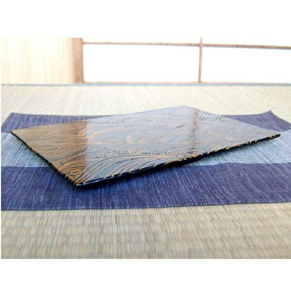 有田焼 盛皿 錦荒磯（黒彩） 長角盛皿