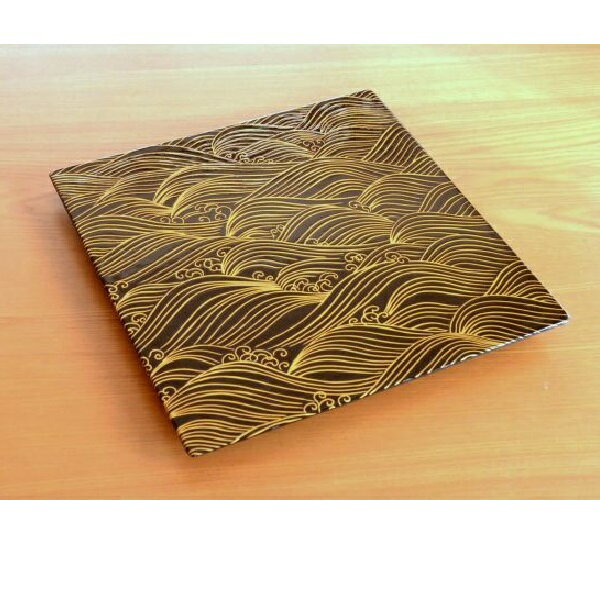 有田焼 盛皿 錦荒磯（黒彩）正角盛皿