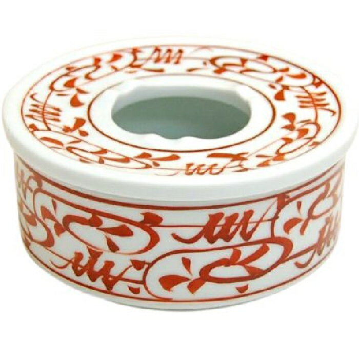 有田焼 赤唐草（中） 蓋付灰皿 直径12.5cm、高さ5.5cmと程よいサイズで実用性と装飾性を兼ね備えています。