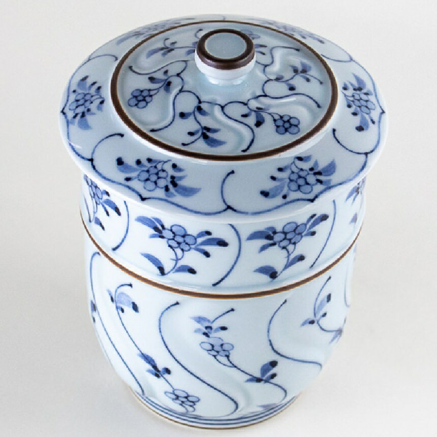 有田・波佐見焼 割草花 蓋付き特大湯呑