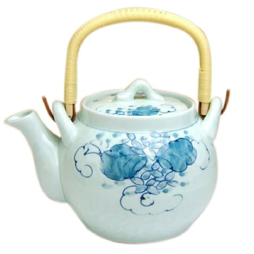 有田焼 鎌倉彫ツタ 土瓶（8合）ステンレス製の網茶漉し付