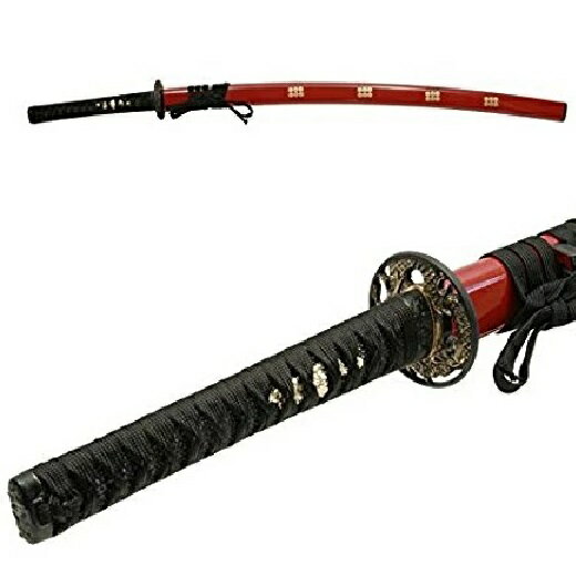 【女性にもラクラク軽量タイプ】　NEU-018RD 模造刀剣 アルミ刀身タイプ 戦国シリーズ・真田幸村(赤拵) 大刀 刃紋、樋なし【美術刀剣・模擬刀・コスプレ】 美術鑑賞用の装飾刀(模造刀・居合刀)で真剣ではありません。
