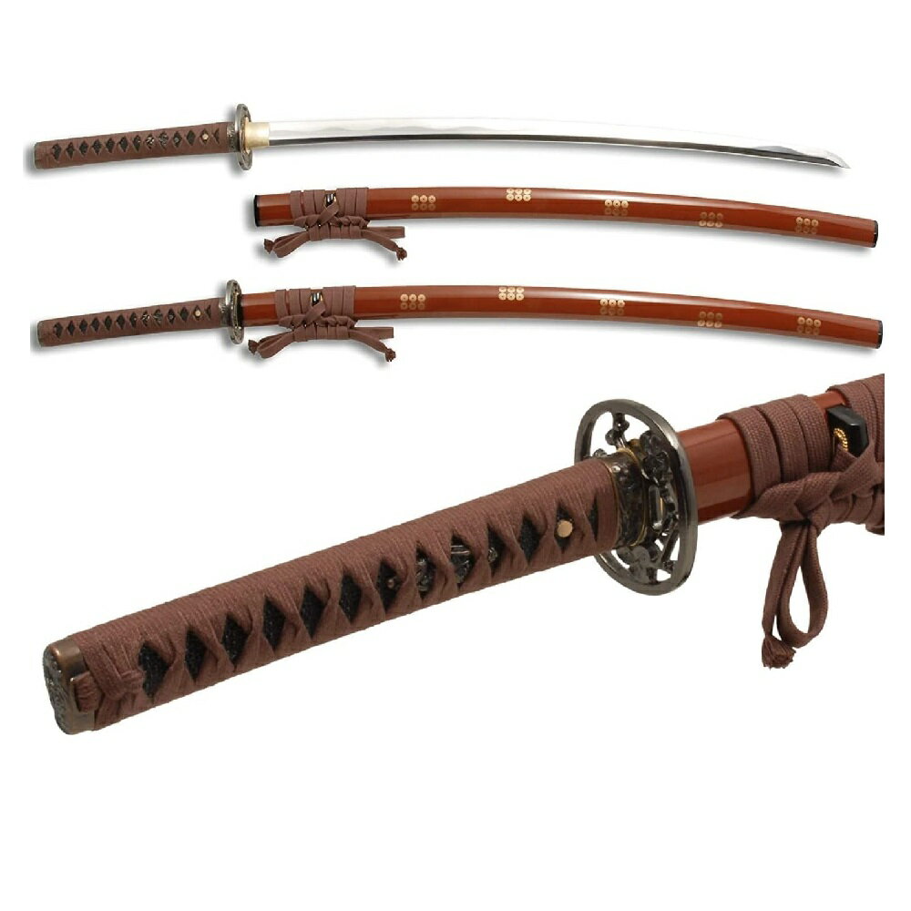 サイズ：全長：104cm、刃渡：70.5cm、柄長：24.5cm 総重量：1,170g、鞘払い：920g 素材：刀身：合金 鎬刀身二重刃文、柄下地：朴木、柄糸：綿糸、金具：合金製 仕様：刀紋：千子村正写し刃紋、鞘：暗朱呂塗鞘 六文銭入、鍔：...