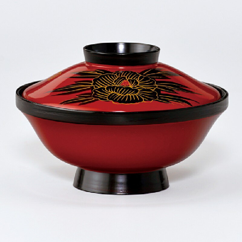 会津漆器・会津塗 朱 新桜駒 吸椀 牡丹