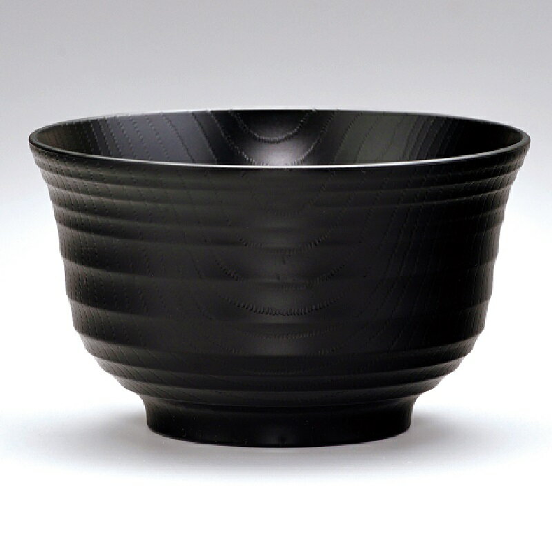 会津漆器・会津塗 羽反 木目平筋 黒 (家庭用レンジ・食洗器OK）