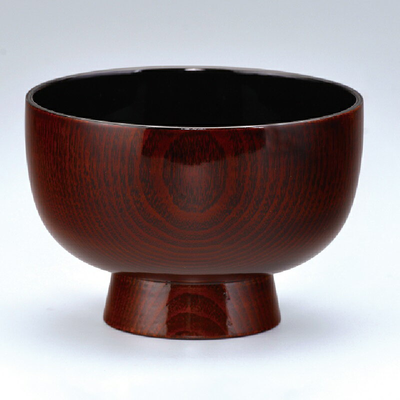 会津漆器・会津塗 5寸腰高 丼 木地呂(手塗) (木地呂内黒)