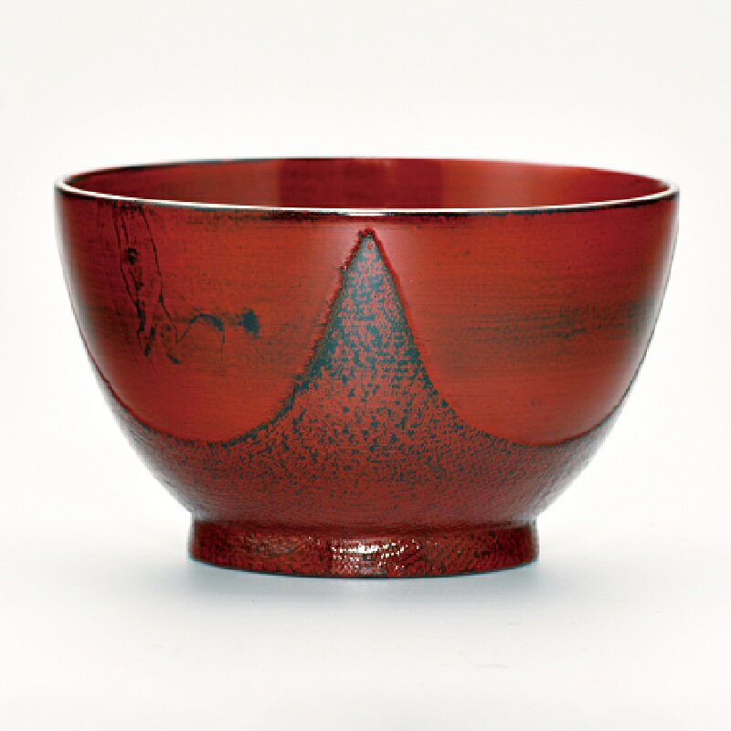 会津漆器・会津塗 4.2 二度塗 四方布貼大椀（漆）根来