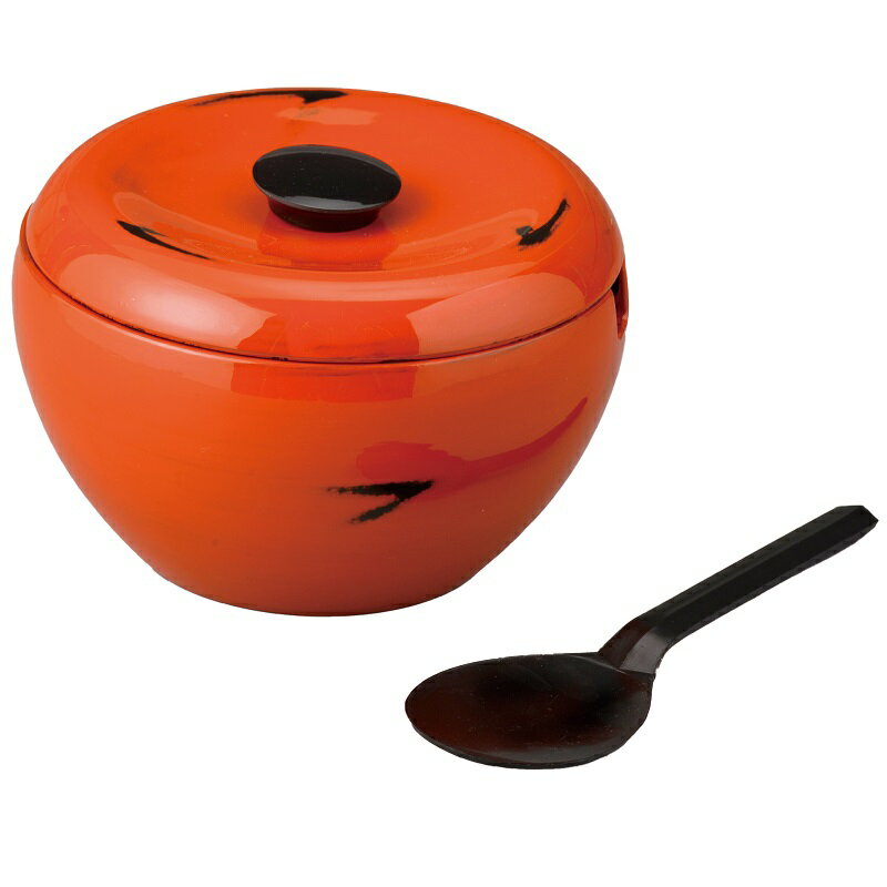 会津漆器・会津塗 根来 夏目 1人用飯器 ヘラ付