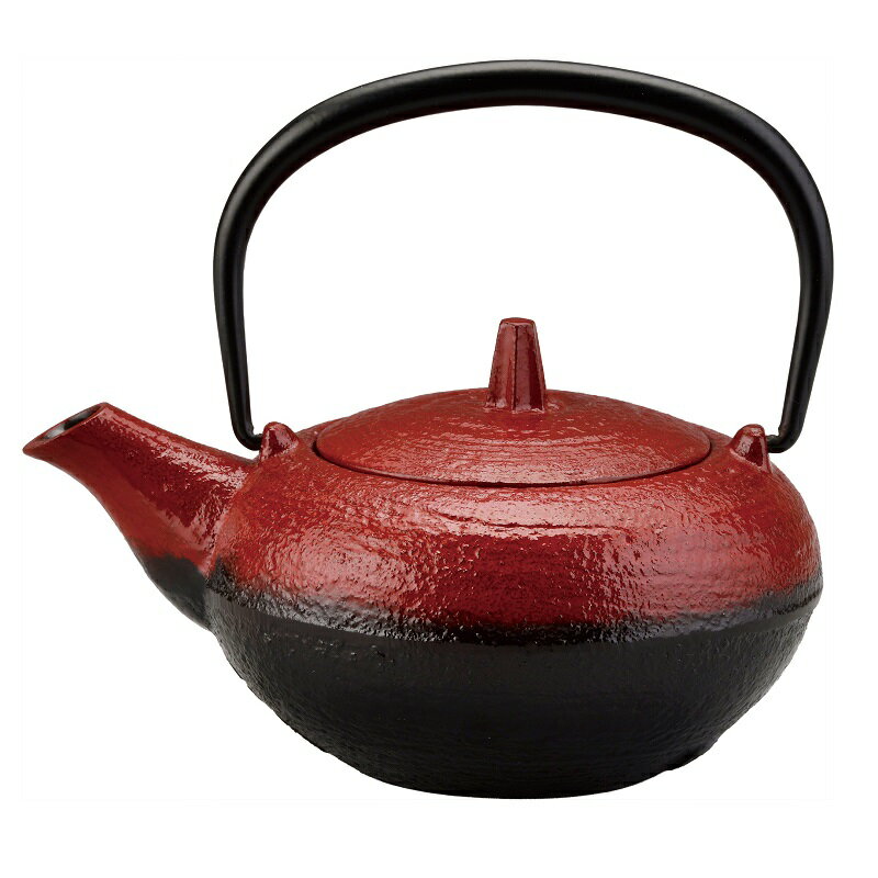 会津漆器・会津塗 朱ぼかし 丸肌急須 (漆・手塗)